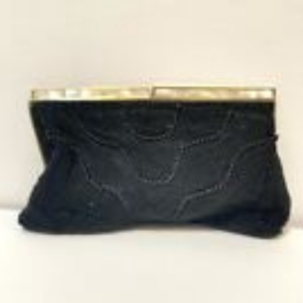 Vintage Clutch Beaded Mother of Pearl Clasp Bag Womens Black Purse
